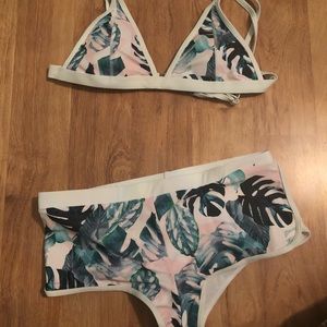 Palm Leaf Print Bikini Set
